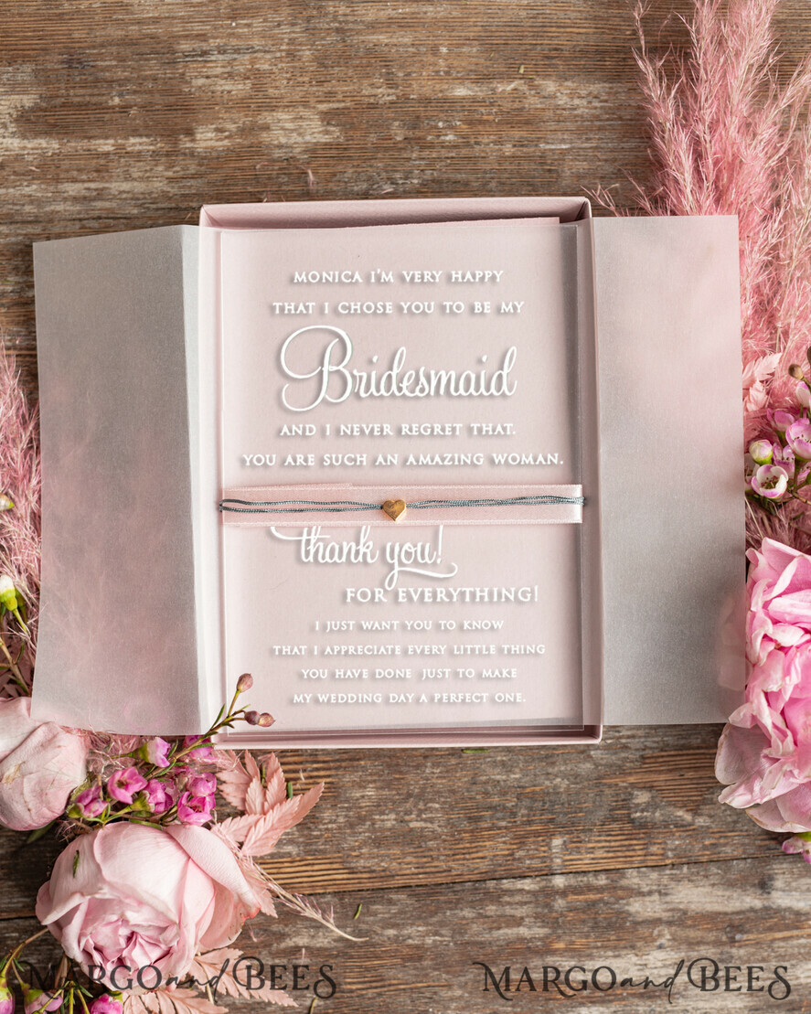 BRIDESMAID/BEST MAN BOX Bridesmaid THANK YOU or PROPOSAL SMALL BOX Maid of Honor Thank you BOX acrylic Thank you card bracelet BRIDESMAID thank you gift box
