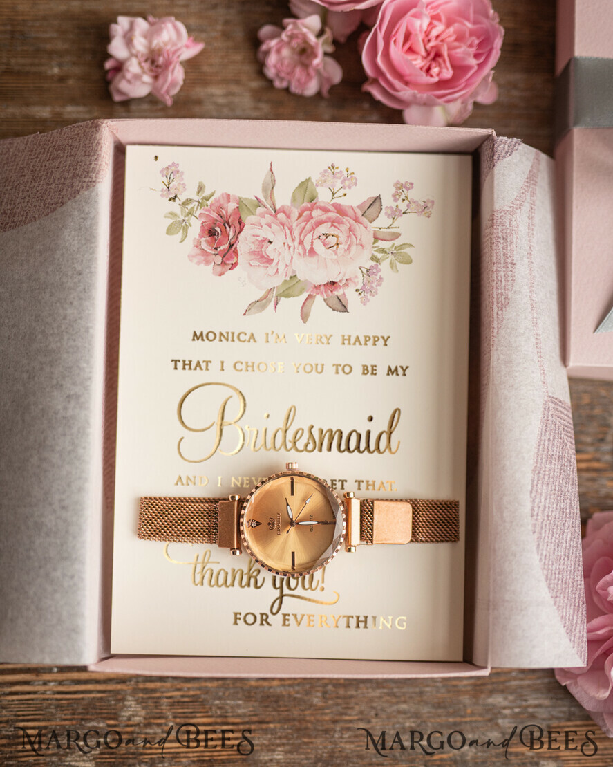 BRIDESMAID/BEST MAN BOX Bridesmaid THANK YOU or PROPOSAL SMALL BOX Thank you bridesmaid Box Personalized Card Maid of Honor Watch Gift Box