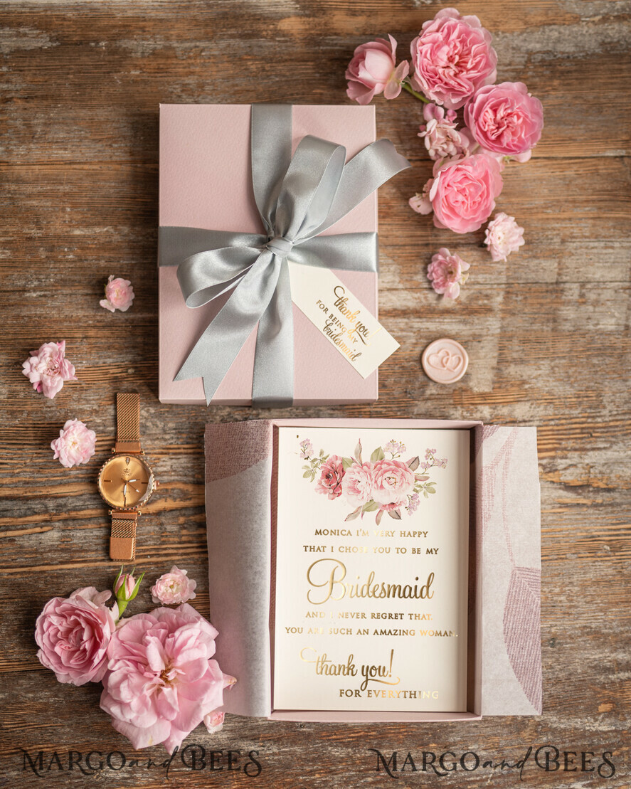 BRIDESMAID/BEST MAN BOX Bridesmaid THANK YOU or PROPOSAL SMALL BOX Thank you bridesmaid Box Personalized Card Maid of Honor Watch Gift Box