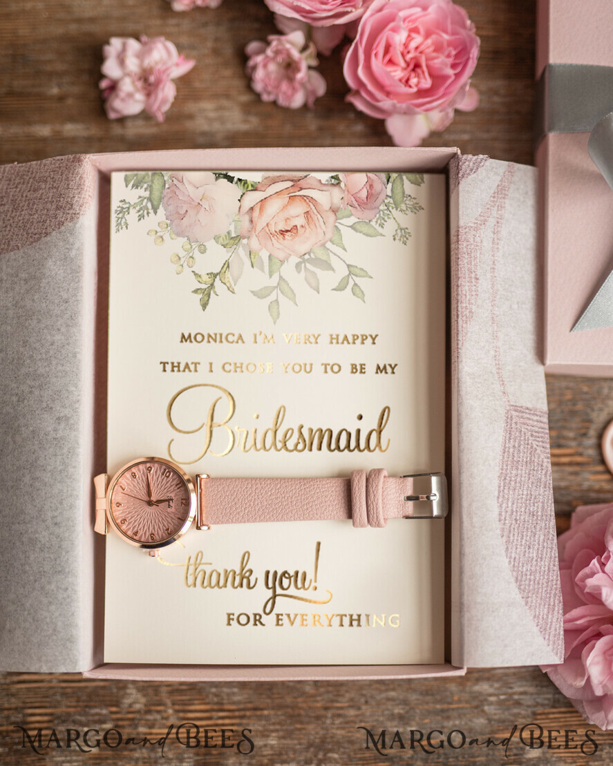 BRIDESMAID/BEST MAN BOX Bridesmaid THANK YOU or PROPOSAL SMALL BOX Maid of Honor Bridesmaid Thank you GIFT BOX, rose gold watch, present for Bridesmaid