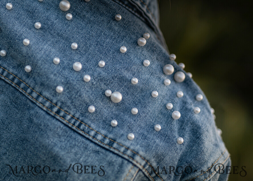 WEDDING JACKET/ BOLERO DENIM BRIDAL JACKET jeans wedding jacket denim bride, Text on the back, Name of the Bride
