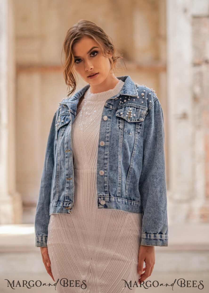 jeans wedding jacket denim bride custom vintage jacket for photoshoot