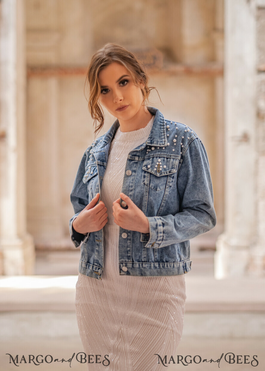 jeans wedding jacket denim bride custom vintage jacket for photoshoot