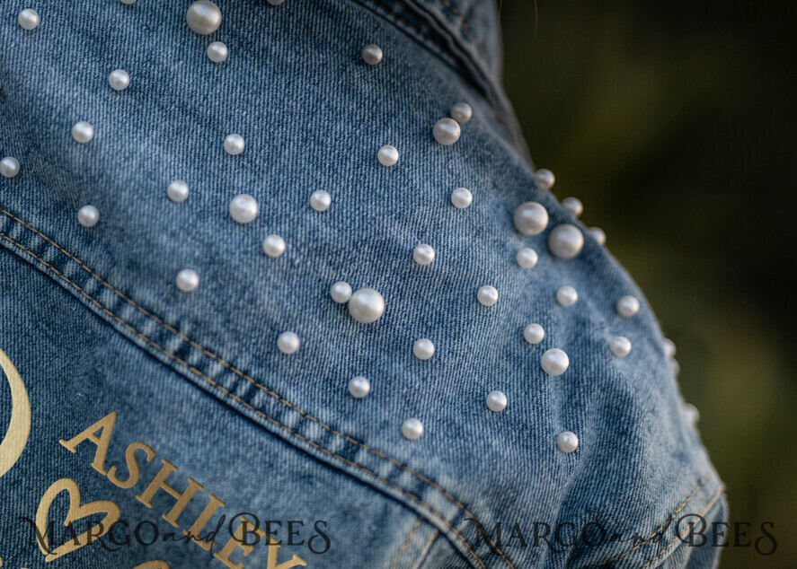 Text on the back, Name of the Bride, jeans wedding jacket denim bride custom