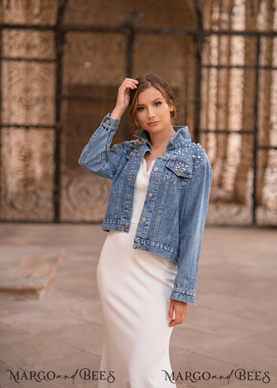 jeans wedding jacket denim bride custom vintage jacket for photoshoot
