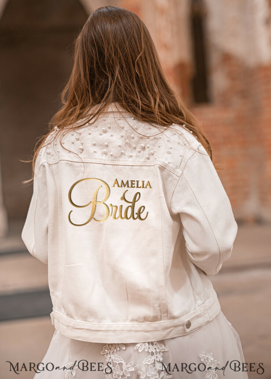 WEDDING JACKET/ BOLERO DENIM BRIDAL JACKET jeans white jacket with beads, vintage jacket for photoshoot