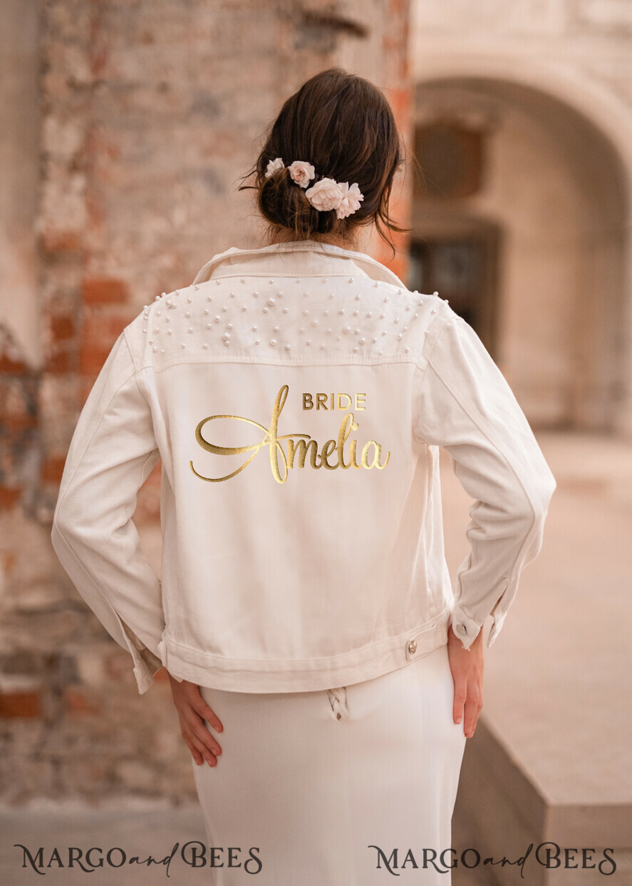WEDDING JACKET/ BOLERO DENIM BRIDAL JACKET white jeans wedding jacket denim bride, Name of the Bride