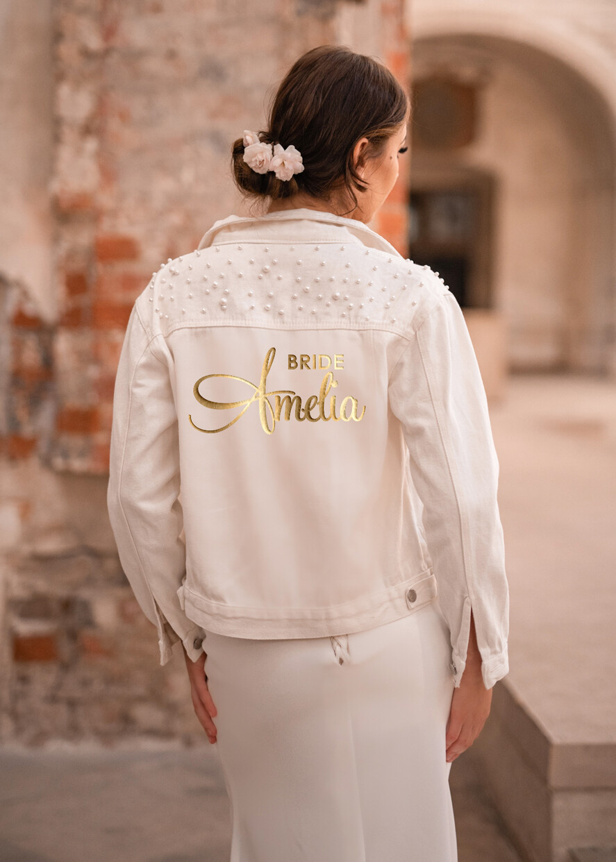 WEDDING JACKET/ BOLERO DENIM BRIDAL JACKET white jeans wedding jacket denim bride, Name of the Bride