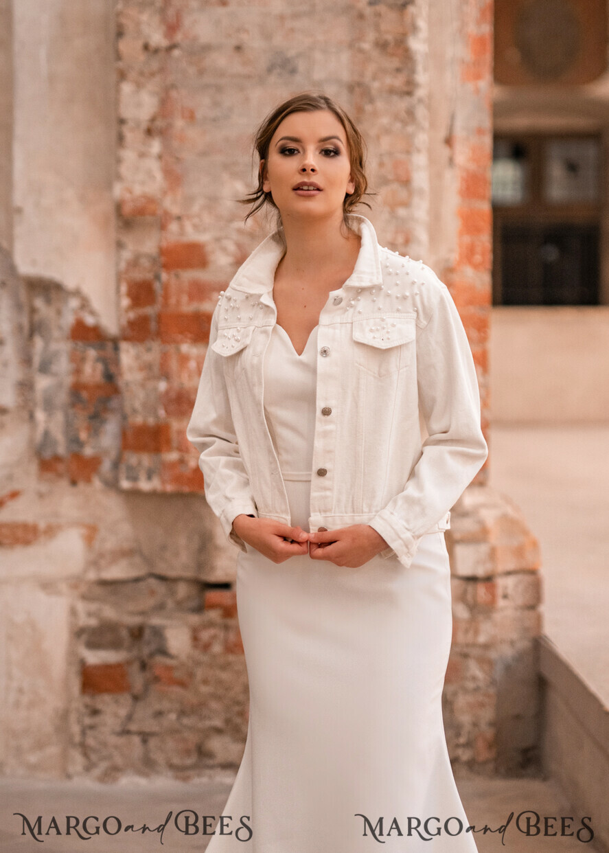 WEDDING JACKET/ BOLERO DENIM BRIDAL JACKET white jeans wedding jacket denim bride, Name of the Bride