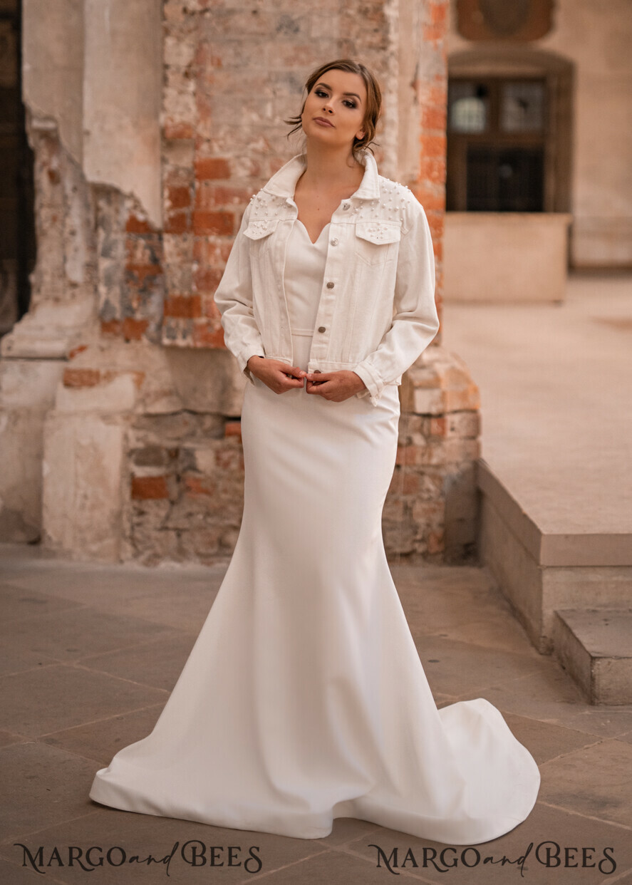WEDDING JACKET/ BOLERO DENIM BRIDAL JACKET white jeans wedding jacket denim bride, Name of the Bride