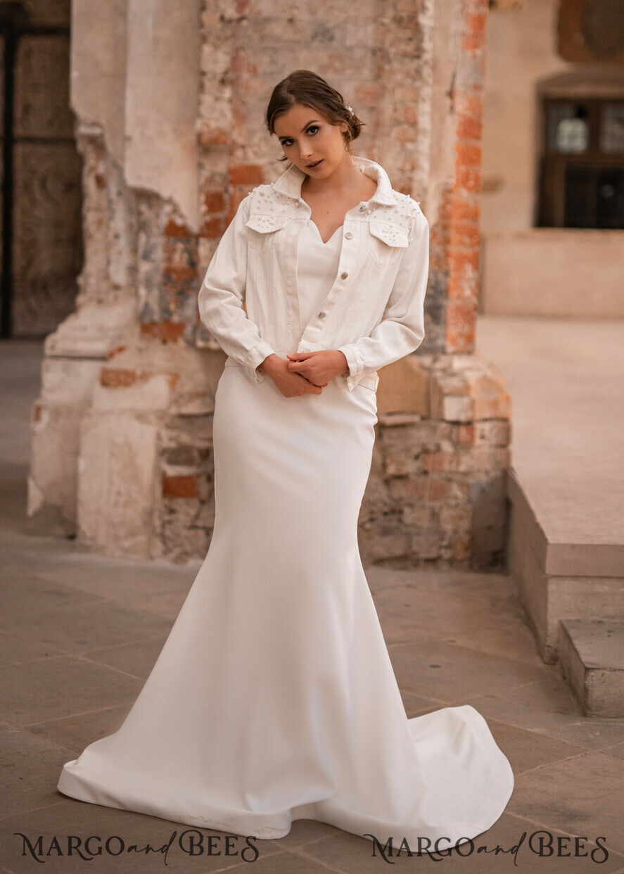 WEDDING JACKET/ BOLERO DENIM BRIDAL JACKET white jeans wedding jacket denim bride, Name of the Bride