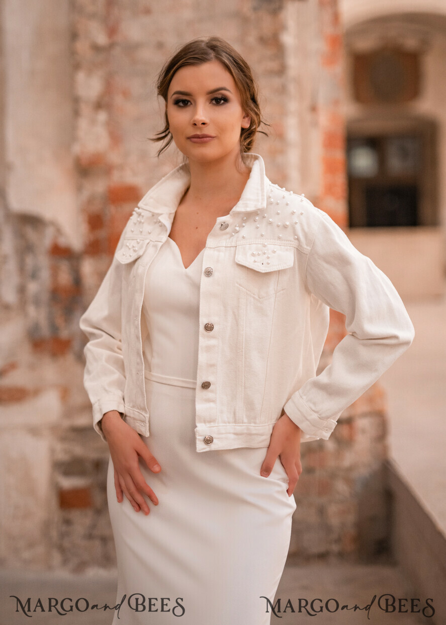 WEDDING JACKET/ BOLERO DENIM BRIDAL JACKET white jeans wedding jacket denim bride, Name of the Bride