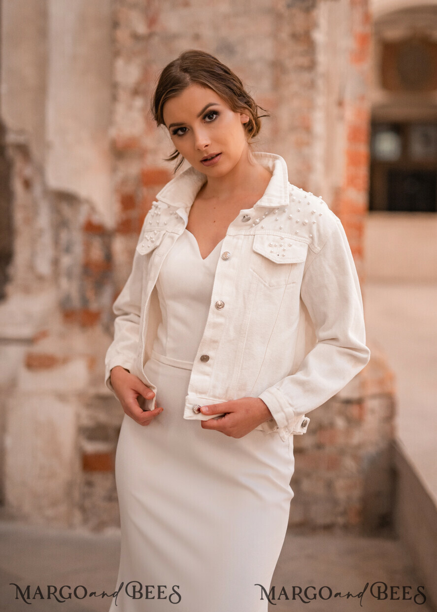 WEDDING JACKET/ BOLERO DENIM BRIDAL JACKET white jeans wedding jacket denim bride, Name of the Bride
