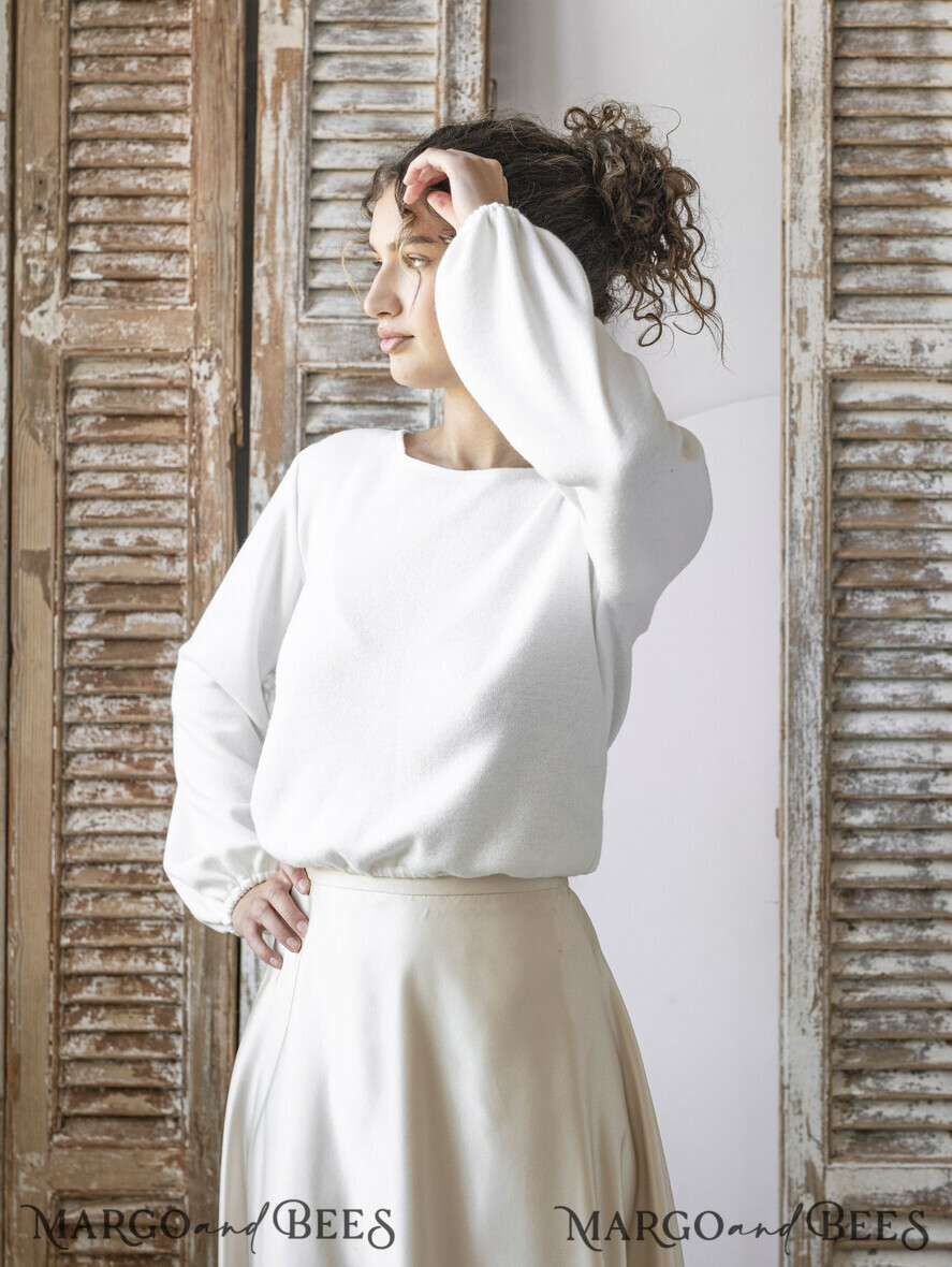 BRIDE bolero, robes, garter WEDDING BOLERO & SHRUGS Wedding Bolero Long Sleeve, Wedding Puff Sleeve Shrug, Bridal wedding Coverup, Wedding Dress Topper, Bridal Capelet