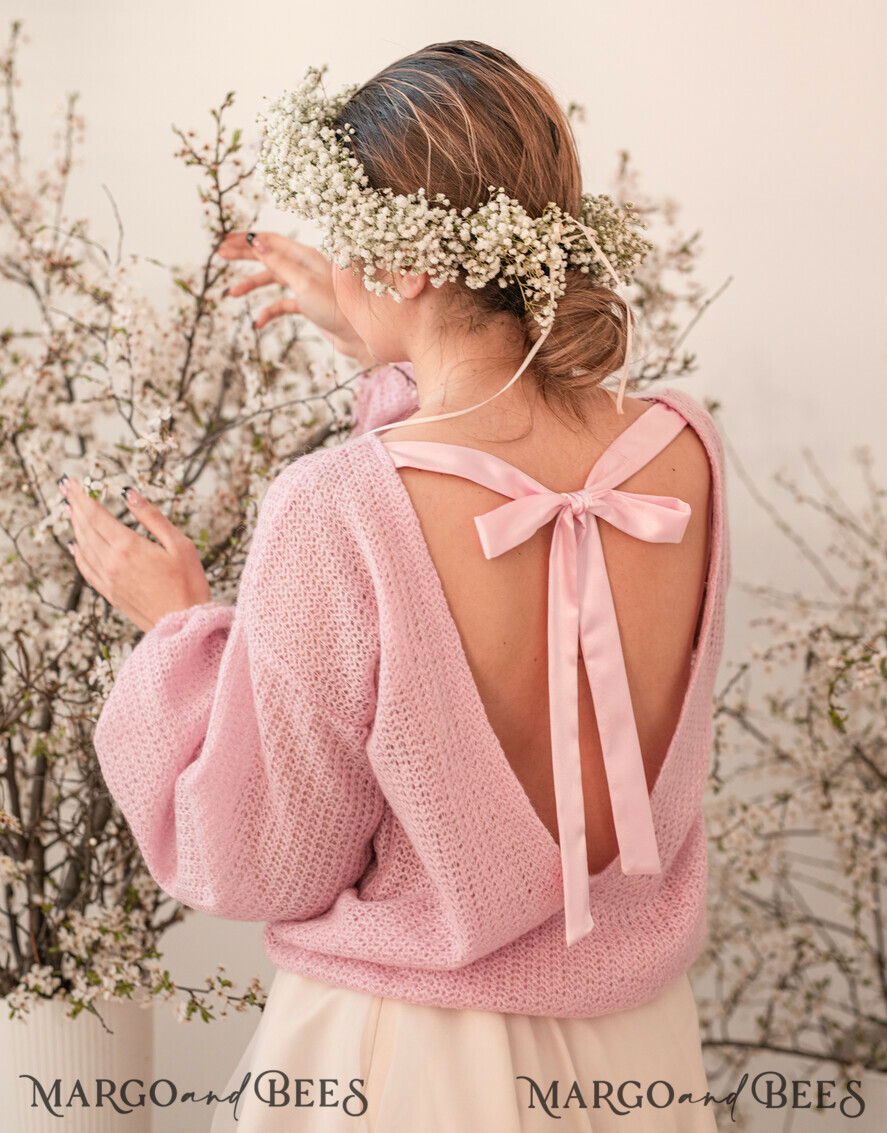 BRIDE bolero, robes, garter WEDDING BOLERO & SHRUGS Pink Wedding bolero long sleeve Shrug Women Wedding, Bridal Sweater Cover, Jacket for Bride, Bridal Blouse Bridal Shrug