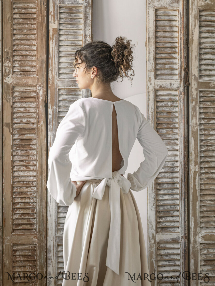 BRIDE bolero, robes, garter WEDDING BOLERO & SHRUGS Wedding Bolero Long Sleeve, Velvet Wrap Bridal Bolero – Soft Long Sleeve Wedding Cover-Up with Back Bow