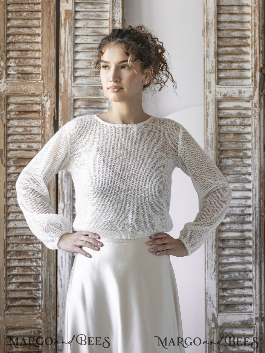 BRIDE bolero, robes, garter WEDDING BOLERO & SHRUGS Wedding Bolero Long Sleeve, Wedding Puff Sleeve Shrug, Bridal wedding Coverup, Wedding Dress Topper, Bridal Capelet
