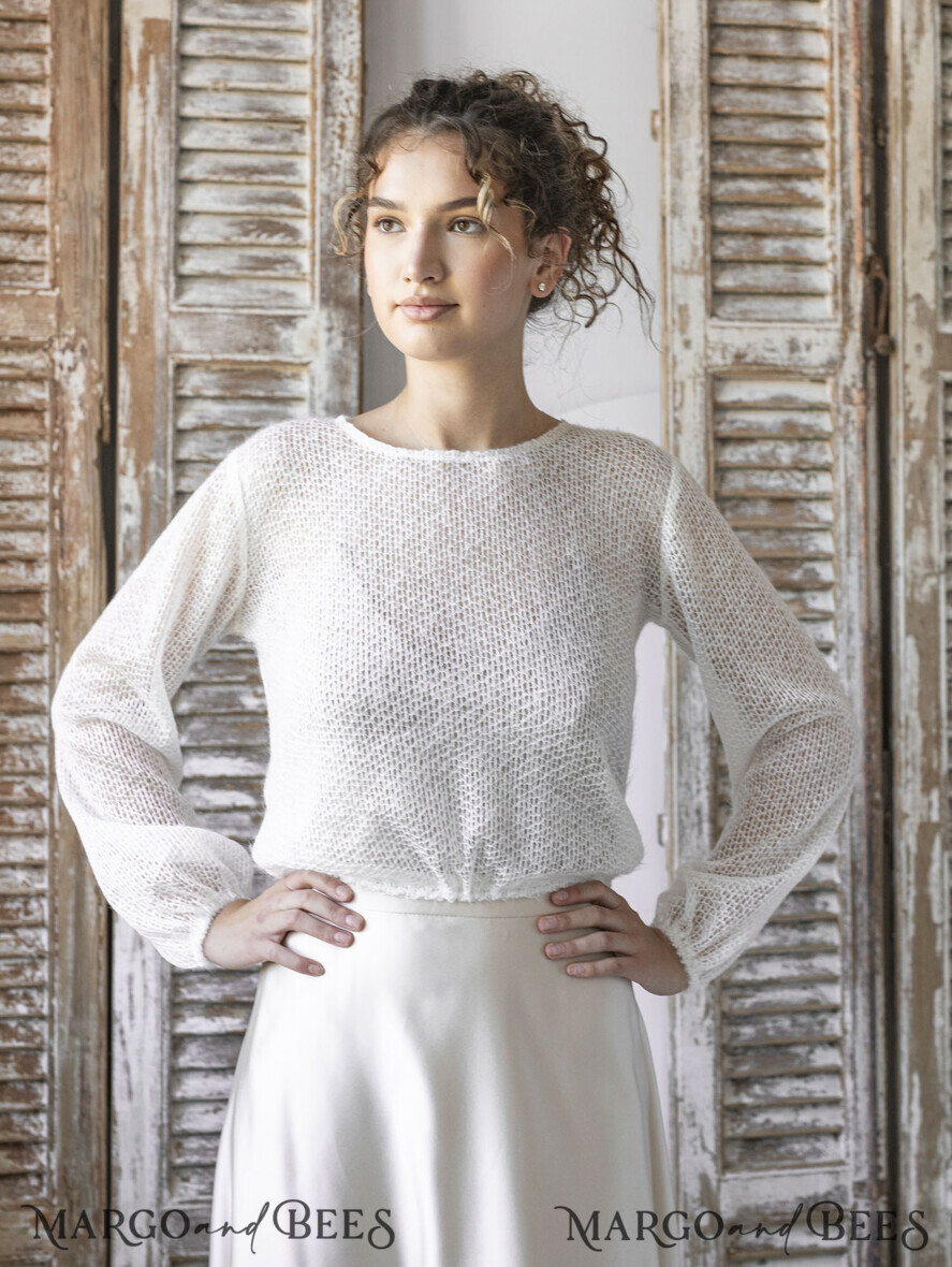 BRIDE bolero, robes, garter WEDDING BOLERO & SHRUGS Wedding Bolero Long Sleeve, Wedding Puff Sleeve Shrug, Bridal wedding Coverup, Wedding Dress Topper, Bridal Capelet