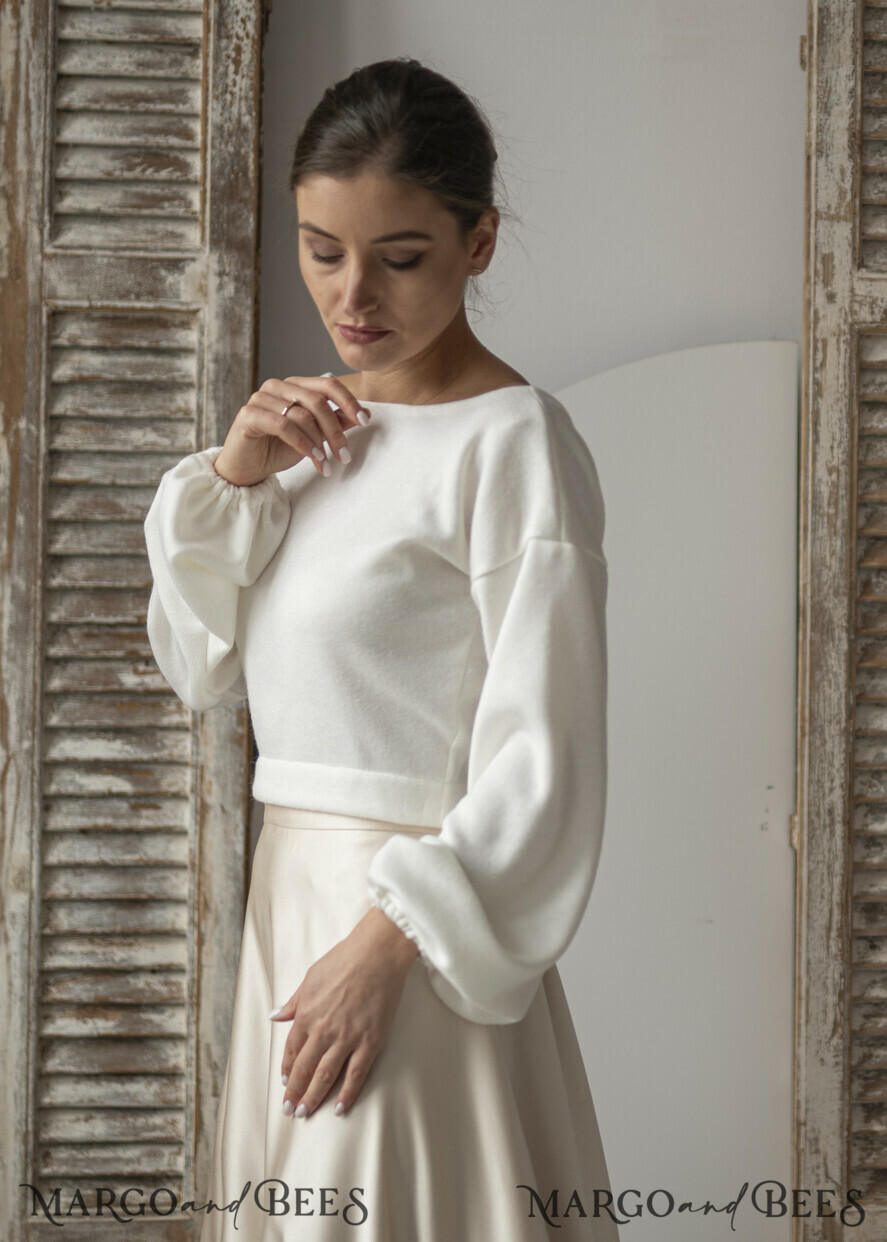 BRIDE bolero, robes, garter WEDDING BOLERO & SHRUGS Wedding Bolero Long Sleeve, Wedding Puff Sleeve Shrug, Bridal wedding Coverup, Wedding Dress Topper, Bridal Capelet