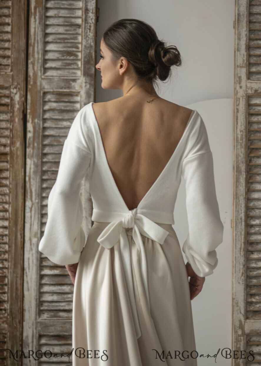 BRIDE bolero, robes, garter WEDDING BOLERO & SHRUGS Wedding Bolero Long Sleeve, Wedding Puff Sleeve Shrug, Bridal wedding Coverup, Wedding Dress Topper, Bridal Capelet