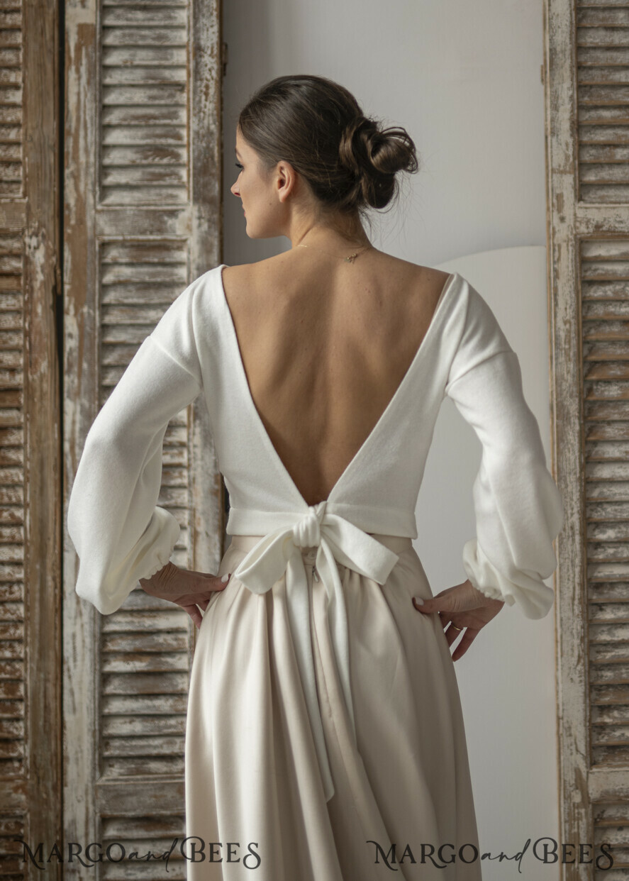 BRIDE bolero, robes, garter WEDDING BOLERO & SHRUGS Wedding Bolero Long Sleeve, Wedding Puff Sleeve Shrug, Bridal wedding Coverup, Wedding Dress Topper, Bridal Capelet