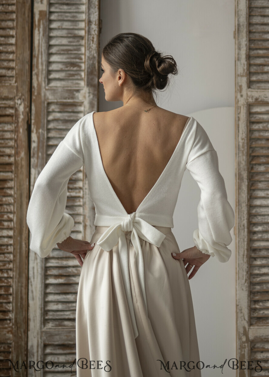 BRIDE bolero, robes, garter WEDDING BOLERO & SHRUGS Wedding Bolero Long Sleeve, Wedding Puff Sleeve Shrug, Bridal wedding Coverup, Wedding Dress Topper, Bridal Capelet