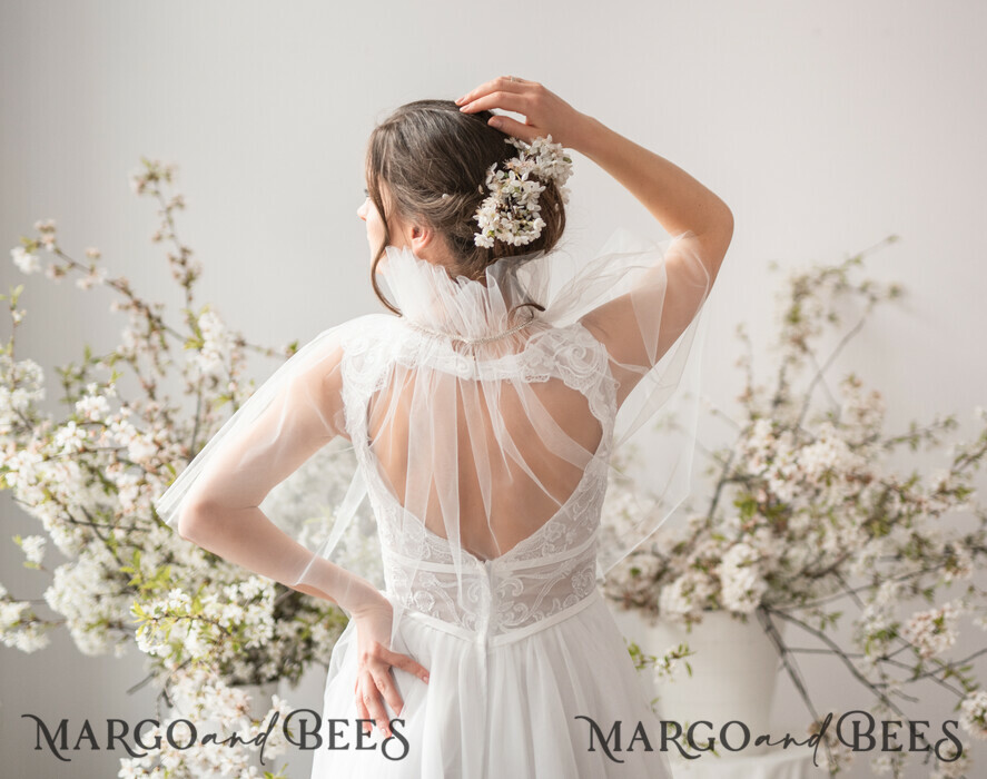 BRIDE bolero, robes, garter WEDDING BOLERO & SHRUGS Wedding Bolero Mesh, Wedding Mesh Shrug, Bridal Tulle wedding Coverup, Wedding Dress Topper, Bridal Capelet mesh