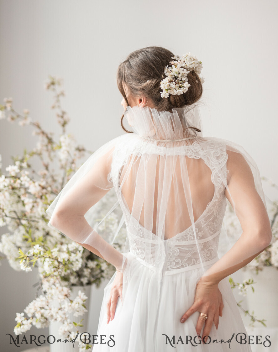 BRIDE bolero, robes, garter WEDDING BOLERO & SHRUGS Wedding Bolero Mesh, Wedding Mesh Shrug, Bridal Tulle wedding Coverup, Wedding Dress Topper, Bridal Capelet mesh