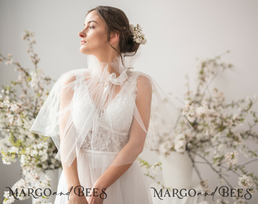 BRIDE bolero, robes, garter WEDDING BOLERO & SHRUGS Wedding Bolero Mesh, Wedding Mesh Shrug, Bridal Tulle wedding Coverup, Wedding Dress Topper, Bridal Capelet mesh