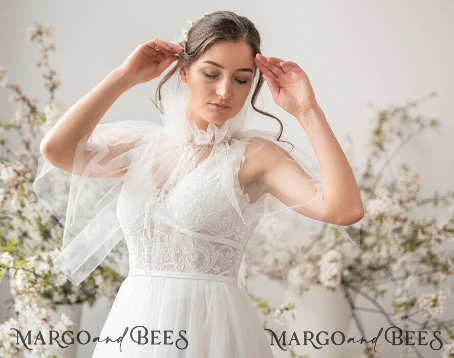 BRIDE bolero, robes, garter WEDDING BOLERO & SHRUGS Wedding Bolero Mesh, Wedding Mesh Shrug, Bridal Tulle wedding Coverup, Wedding Dress Topper, Bridal Capelet mesh