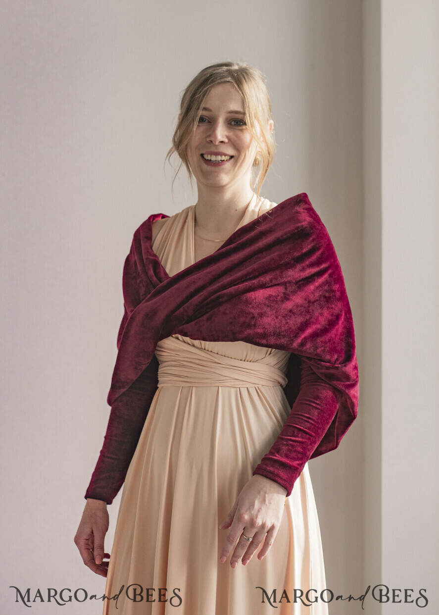 BRIDE bolero, robes, garter WEDDING BOLERO & SHRUGS maroon burgundy marsala velvet bolero with sleeves for bridesmaid, Wedding dress topper for maid of honour, cover for wedding dress, perfect white wedding bolero, velvet wedding bolero