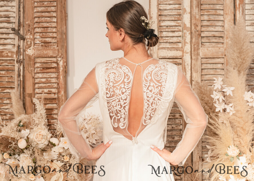 BRIDE bolero, robes, garter WEDDING BOLERO & SHRUGS Lace Wedding Bolero Long Sleeve, Wedding Puff Sleeve Mesh Shrug, Bridal Bishop sleeved wedding Lace Coverup, Lace Blouse for Bride, Bridal Capelet mesh