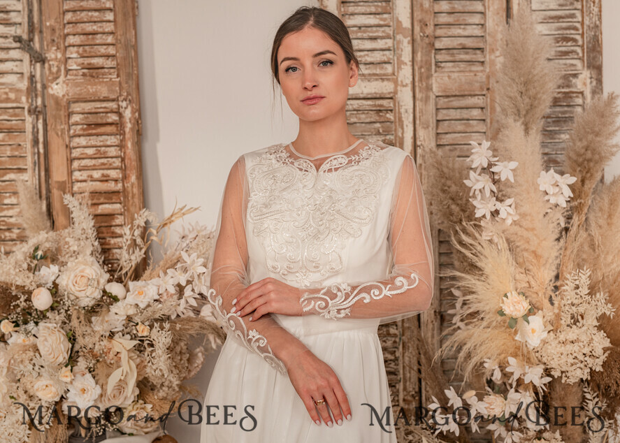 BRIDE bolero, robes, garter WEDDING BOLERO & SHRUGS Lace Wedding Bolero Long Sleeve, Wedding Puff Sleeve Mesh Shrug, Bridal Bishop sleeved wedding Lace Coverup, Lace Blouse for Bride, Bridal Capelet mesh