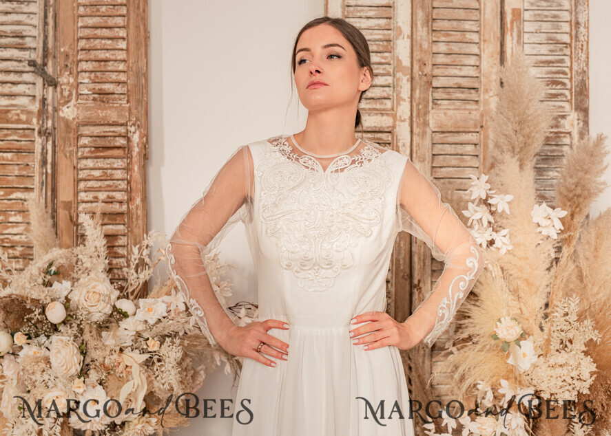 BRIDE bolero, robes, garter WEDDING BOLERO & SHRUGS Lace Wedding Bolero Long Sleeve, Wedding Puff Sleeve Mesh Shrug, Bridal Bishop sleeved wedding Lace Coverup, Lace Blouse for Bride, Bridal Capelet mesh
