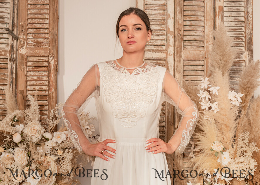 BRIDE bolero, robes, garter WEDDING BOLERO & SHRUGS Lace Wedding Bolero Long Sleeve, Wedding Puff Sleeve Mesh Shrug, Bridal Bishop sleeved wedding Lace Coverup, Lace Blouse for Bride, Bridal Capelet mesh