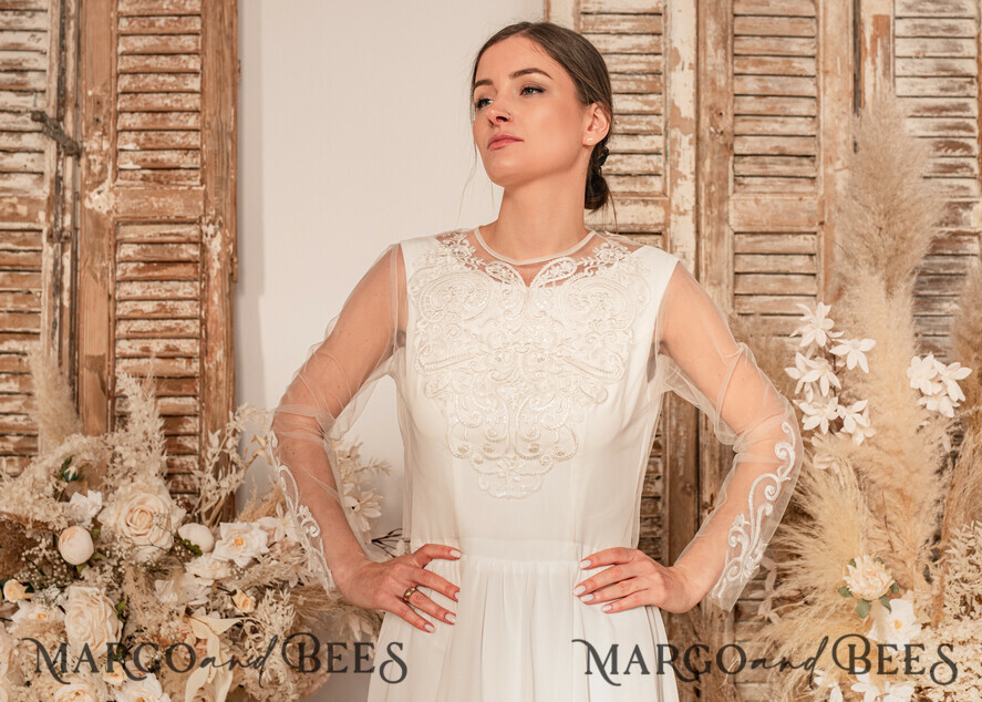 BRIDE bolero, robes, garter WEDDING BOLERO & SHRUGS Lace Wedding Bolero Long Sleeve, Wedding Puff Sleeve Mesh Shrug, Bridal Bishop sleeved wedding Lace Coverup, Lace Blouse for Bride, Bridal Capelet mesh