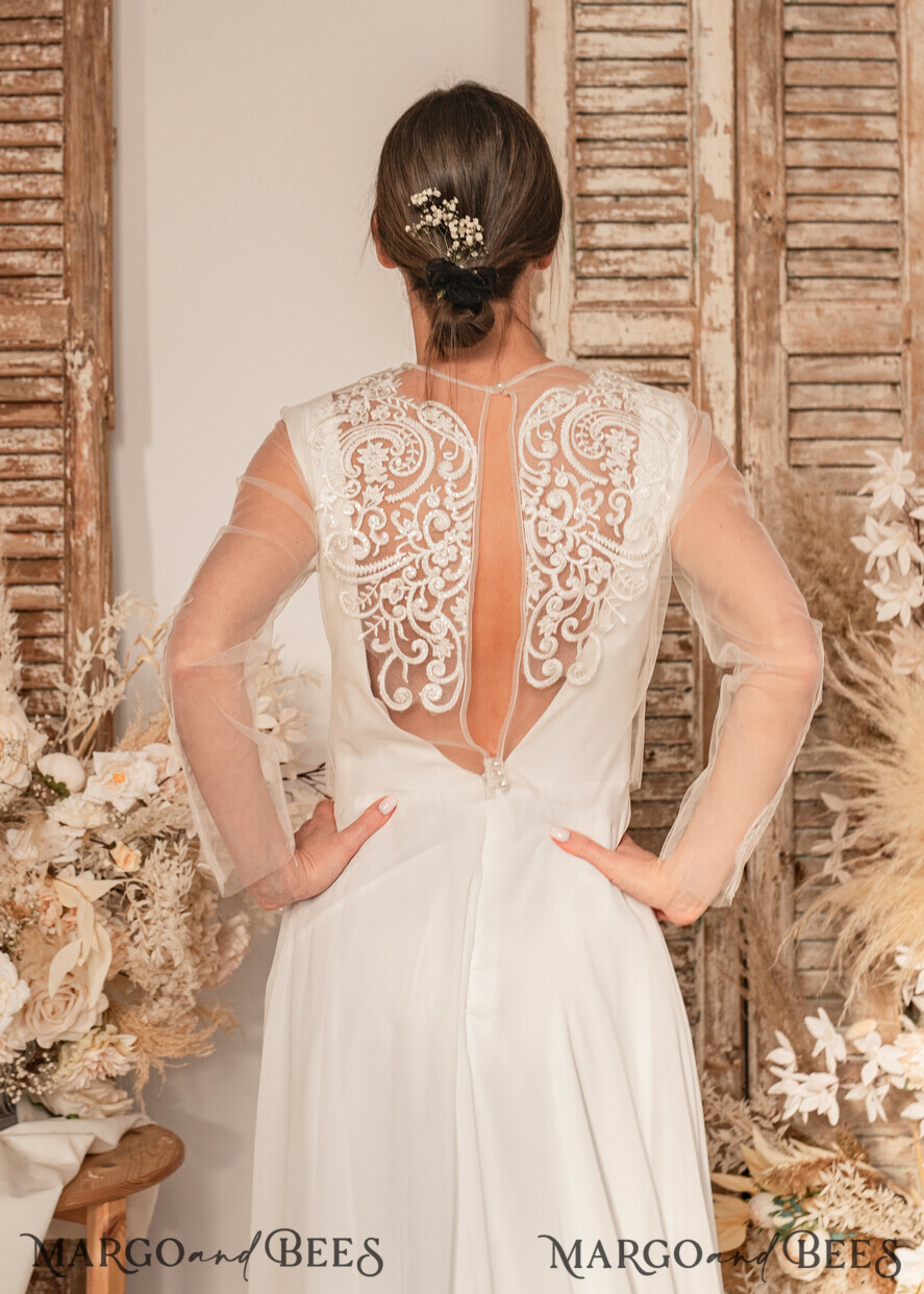 BRIDE bolero, robes, garter WEDDING BOLERO & SHRUGS Lace Wedding Bolero Long Sleeve, Wedding Puff Sleeve Mesh Shrug, Bridal Bishop sleeved wedding Lace Coverup, Lace Blouse for Bride, Bridal Capelet mesh