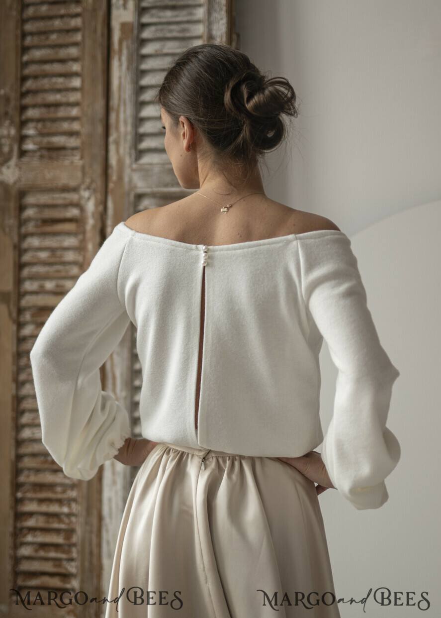 BRIDE bolero, robes, garter WEDDING BOLERO & SHRUGS Wedding Bolero Long Sleeve, Wedding Puff Sleeve Shrug, Bridal wedding Coverup, Wedding Dress Topper, Bridal Capelet