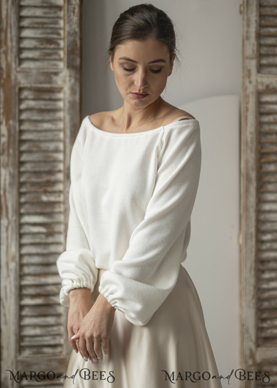 BRIDE bolero, robes, garter WEDDING BOLERO & SHRUGS Wedding Bolero Long Sleeve, Wedding Puff Sleeve Shrug, Bridal wedding Coverup, Wedding Dress Topper, Bridal Capelet