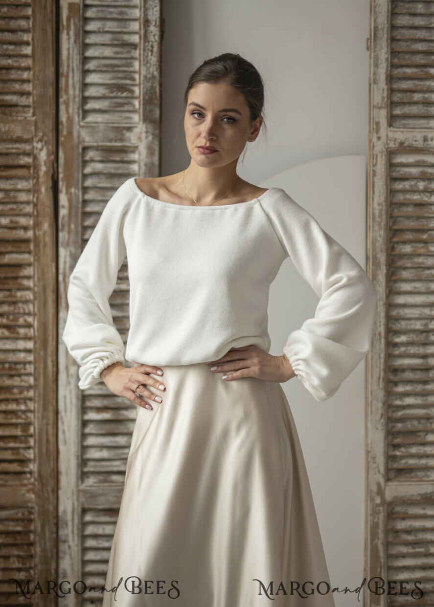 BRIDE bolero, robes, garter WEDDING BOLERO & SHRUGS Wedding Bolero Long Sleeve, Wedding Puff Sleeve Shrug, Bridal wedding Coverup, Wedding Dress Topper, Bridal Capelet