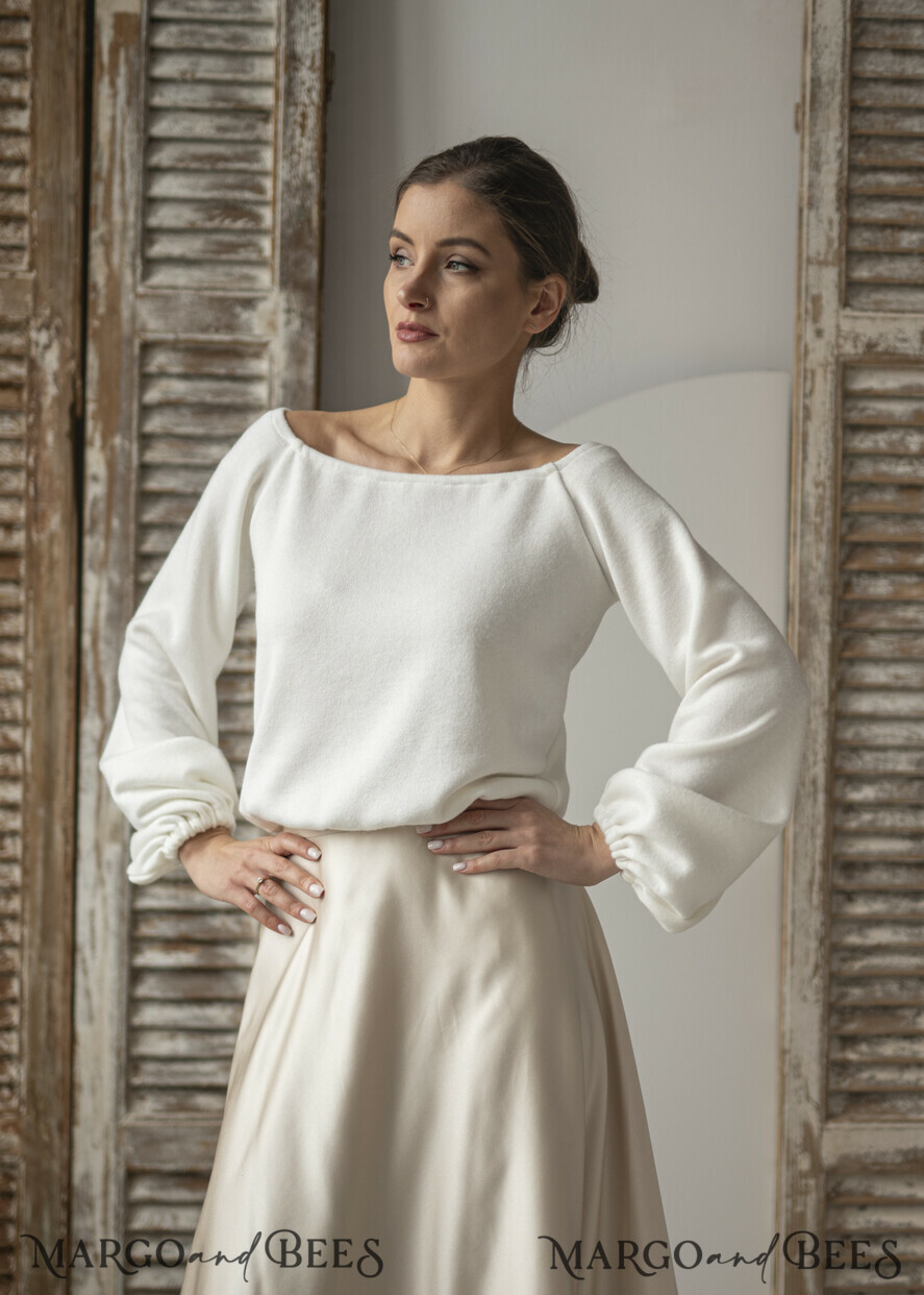 BRIDE bolero, robes, garter WEDDING BOLERO & SHRUGS Wedding Bolero Long Sleeve, Wedding Puff Sleeve Shrug, Bridal wedding Coverup, Wedding Dress Topper, Bridal Capelet