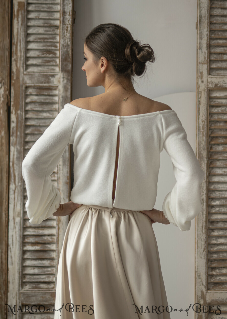 BRIDE bolero, robes, garter WEDDING BOLERO & SHRUGS Wedding Bolero Long Sleeve, Wedding Puff Sleeve Shrug, Bridal wedding Coverup, Wedding Dress Topper, Bridal Capelet