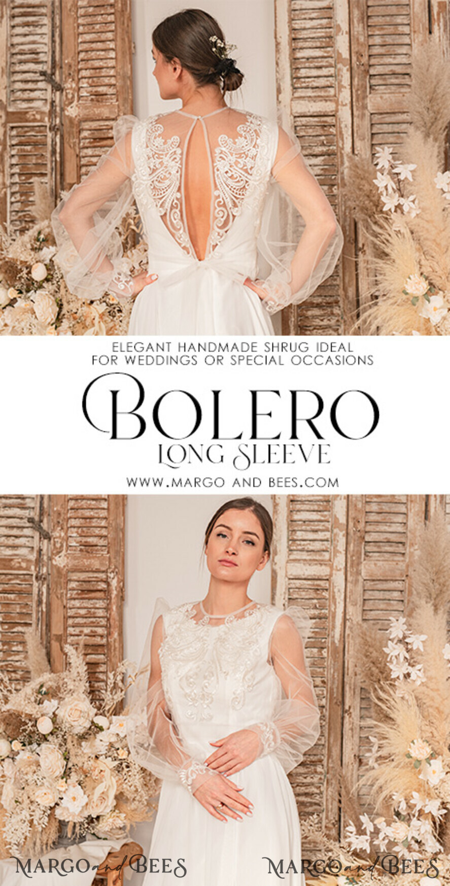 BRIDE bolero, robes, garter WEDDING BOLERO & SHRUGS Lace Wedding Bolero Long Sleeve , Bare Back Lace, Wedding Puff Sleeve Mesh Shrug, Bridal Bishop sleeved wedding Lace Coverup, Lace Blouse for Bride, Bridal Capelet mesh