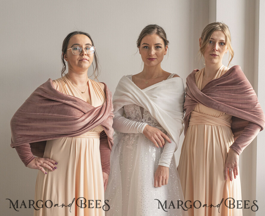 BRAUT Bolero, Kleider, Strumpfband HOCHZEITSBOLERO & SCHULTERDECKEN maulbeeren-farbenes Samt-Bolero mit Ärmeln für Brautjungfern, Hochzeitskleid-Topper für die Trauzeugin, Überzug für das Hochzeitskleid, perfektes weißes Hochzeits-Bolero, Samt-Hochzeits-Bolero