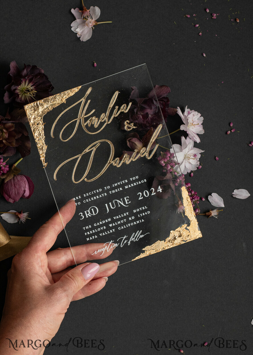 WEDDING INVITATIONS Invitations for VIP/ boxed Invites for Parents Burgundy Boxed Wedding Invitation set ,3D Golden Plexi Wedding Invitation Suite Luxury Box, Elegant Boho Velvet Wedding Cards, Bespoke Golden Invites