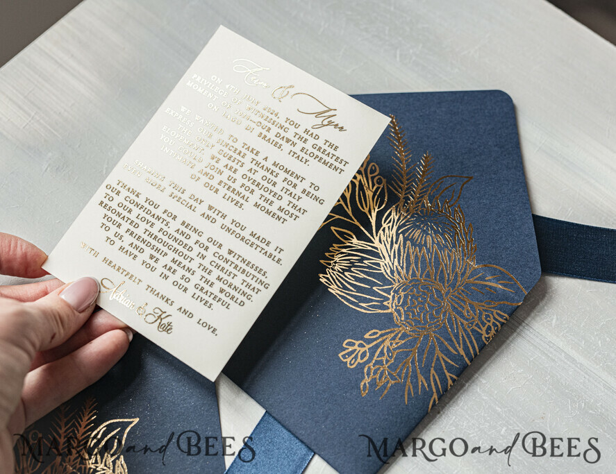 WEDDING INVITATIONS Invitations for VIP/ boxed Invites for Parents Vip Navy Blue Gold Foil Wedding Invitations in velvet box, Plexi Glamour Wedding Invitation Suite Luxury Box, Romantic Velvet Wedding Cards, Bespoke Golden Invites