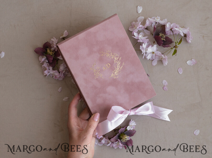 WEDDING INVITATIONS Invitations for VIP/ boxed Invites for Parents Blush Pink Boxed Wedding Invitation set ,3D Golden Plexi Wedding Invitation Suite Luxury Box, Elegant Boho Velvet Wedding Cards, Bespoke Golden Invites