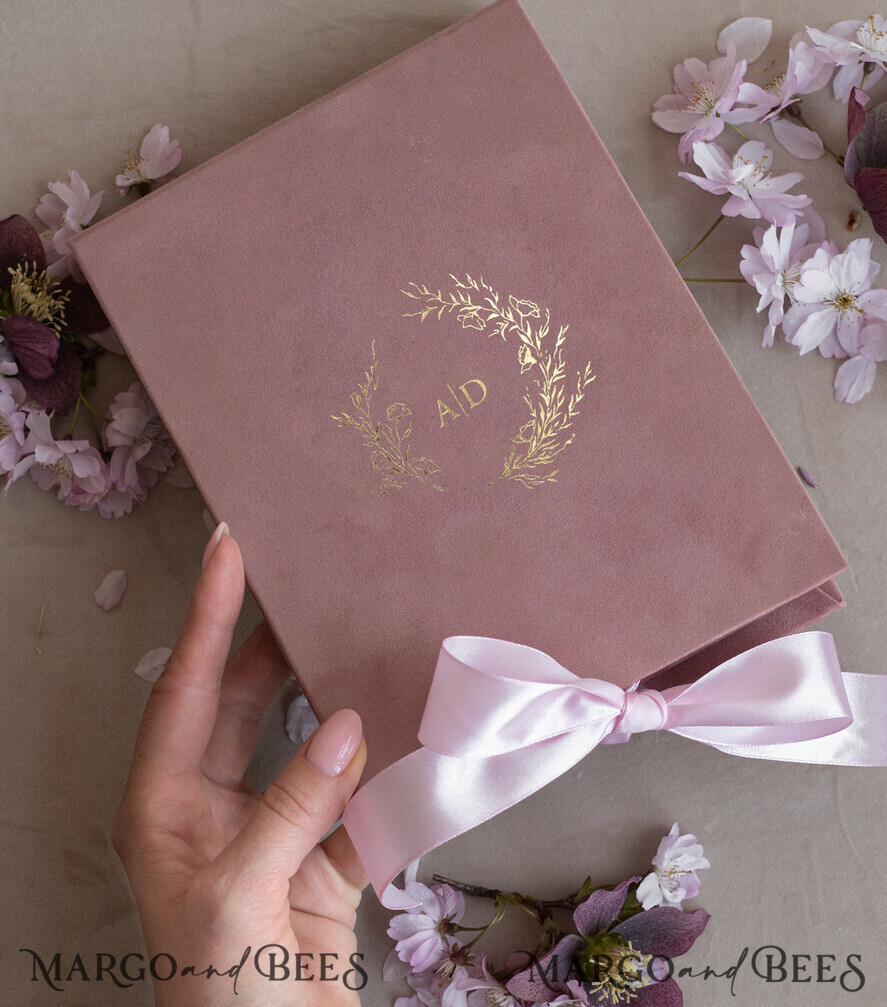 WEDDING INVITATIONS Invitations for VIP/ boxed Invites for Parents Blush Pink Boxed Wedding Invitation set ,3D Golden Plexi Wedding Invitation Suite Luxury Box, Elegant Boho Velvet Wedding Cards, Bespoke Golden Invites