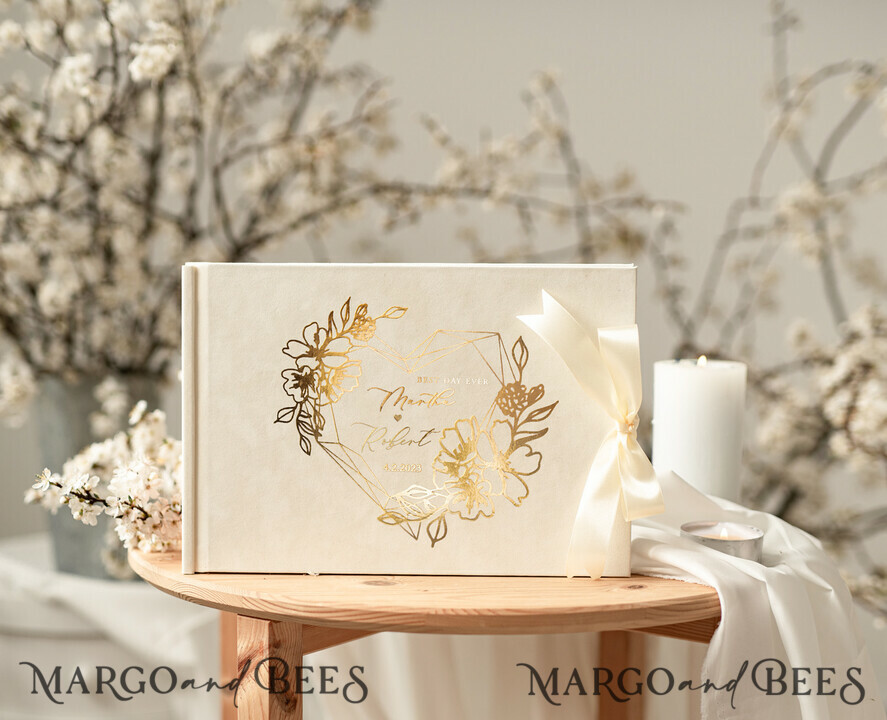 WEDDING GUEST BOOKS Velvet Instax Guestbook Elegant ivory Instax velvet Wedding GuestBook Gold, Large Instant Wedding Guest Book, Polaroid velvet Guestbook Golden wedding