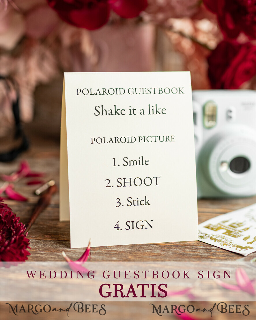 WEDDING GUEST BOOKS Velvet Instax Guestbook Boho Burgundy Instax velvet Wedding GuestBook Gold, Large Instant Wedding Guest Book, Maroon Polaroid velvet Guestbook Marsala Golden wedding